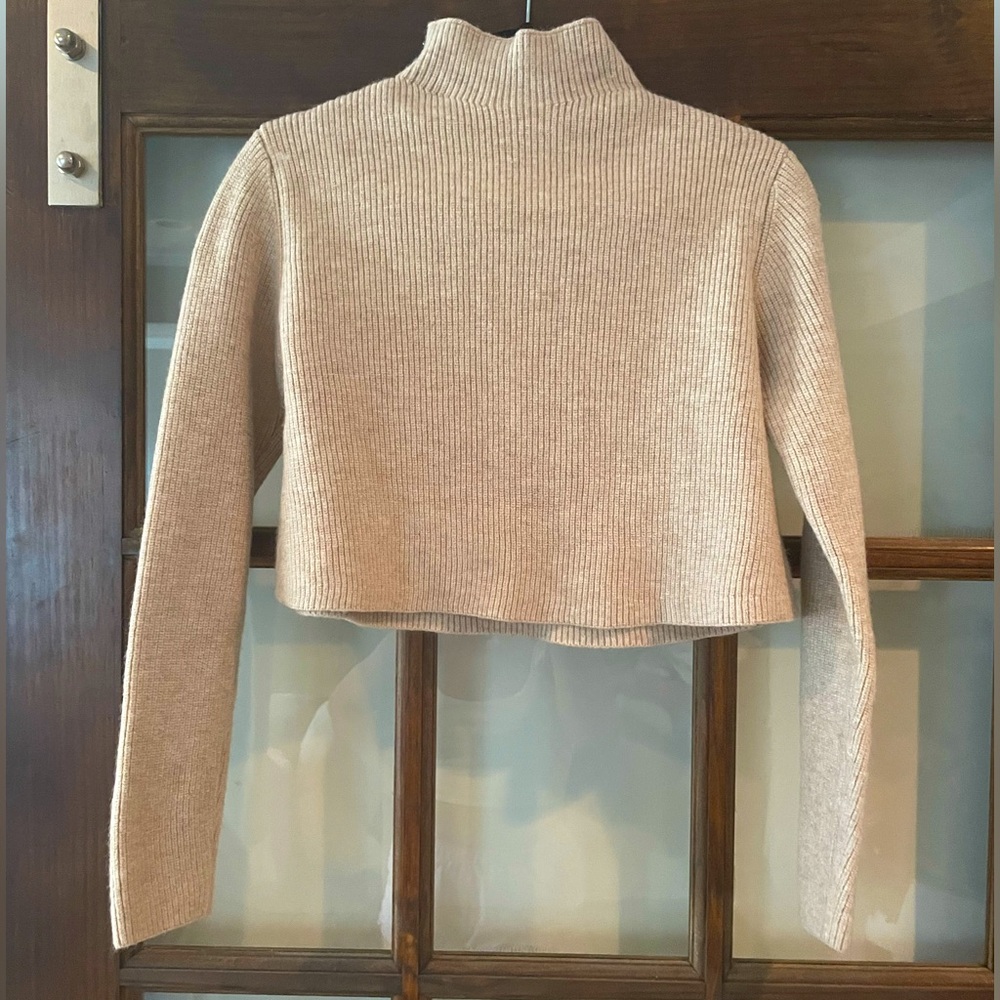 ROBERTSON + RODEO Beige Mock Neck Crop Long Sleeve Sweater Size Medium - Picture 5 of 5